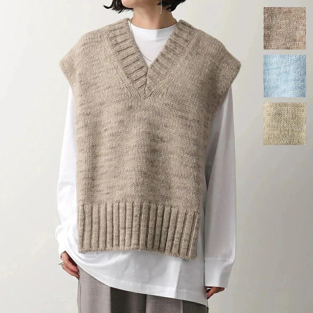 MAISON MARGIELA メゾンマルジェラ 4 14 ベスト SI0TH0001 S17802 レディース ボタニカルダイ リブ編み ニット Vネック ジ】 【mega】