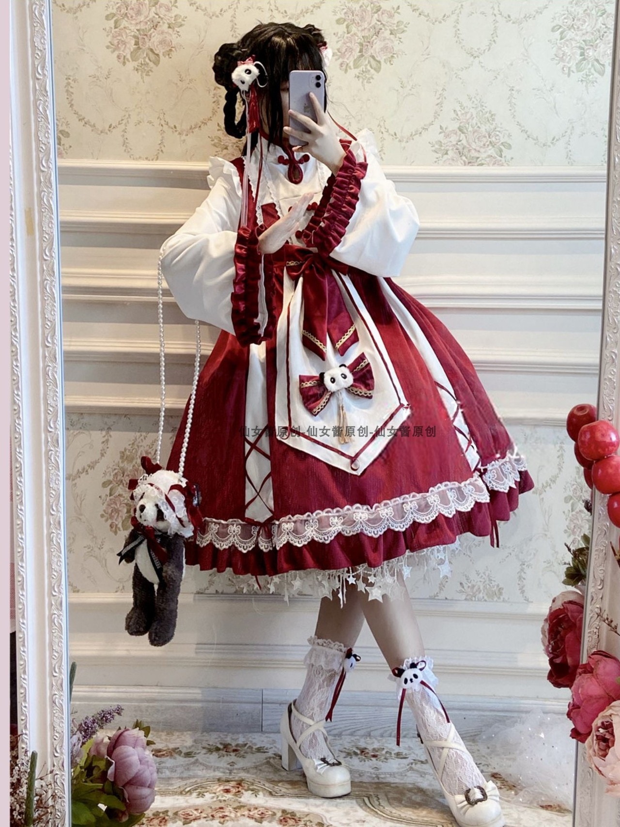 lolita リトルシェフ 正月中華風op長袖ドレス 可愛いロリータクリスマスドレス