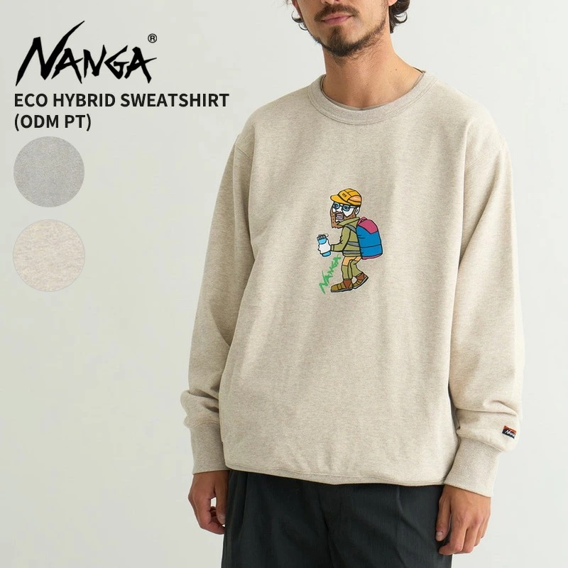 ナンガ ユニセックス トレーナー クルーネックスウェット NANGA エコハイブリッド アウトドアマンプリント トップス N2500-1K011A