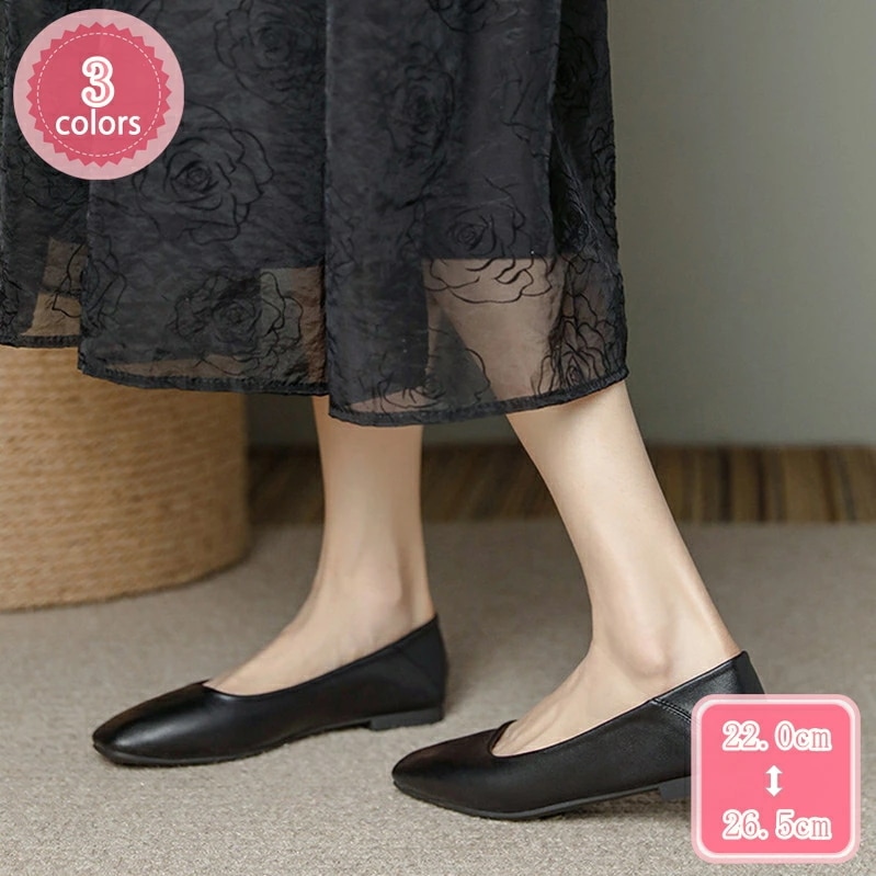 500円OFFクーポン パンプス フラットシューズ スクエアトゥ Vカット ローヒール ぺたんこ ペタンコ 痛くない 柔らかい 長時間 疲れない 歩きやすい 軽量 走れる フォーマル スーツ 仕事用