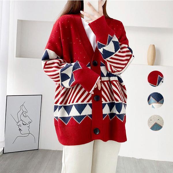 ニットカーディガン レディース 秋冬 長袖ニットトップス カーディガン vネックカーディガン セーター アウター プルオーバー ゆったり 韓国風 オシャレ