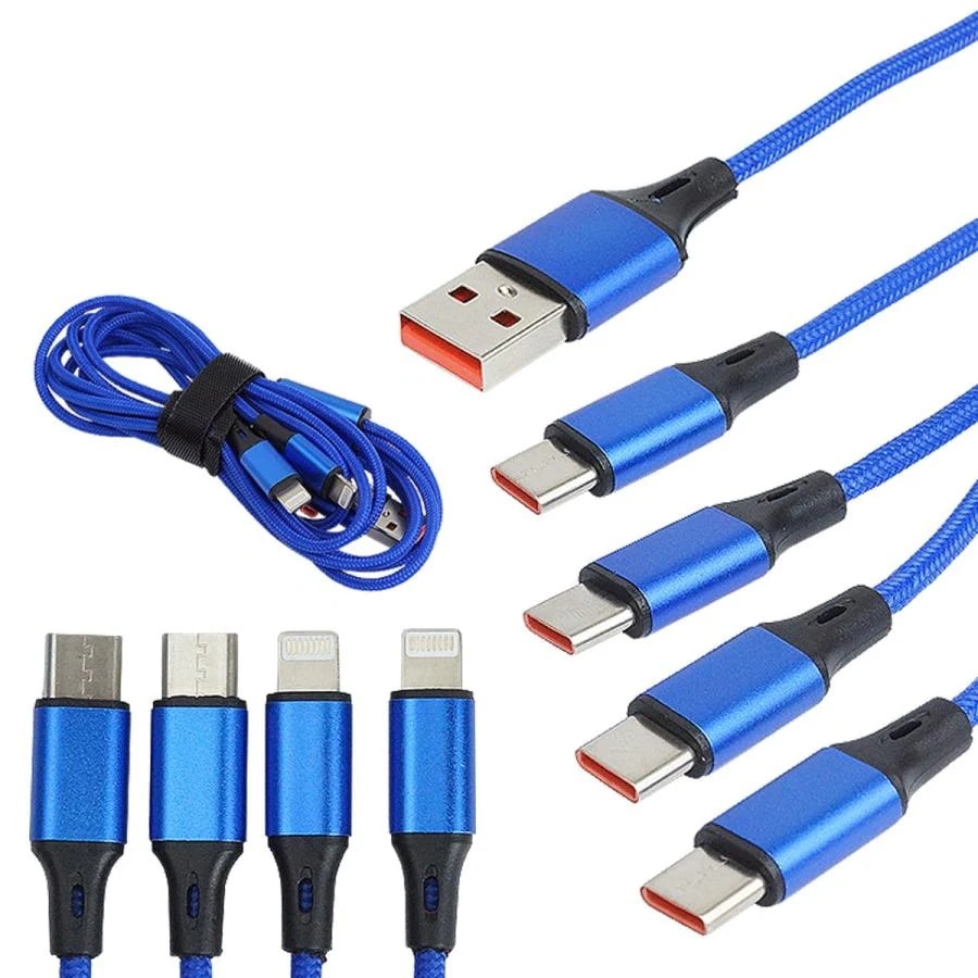 每日更新本日のイベント充電ケーブル 4in1 Type-C Lightning タイプ C ケーブル 12m 選べる 2タイプ 合計5A ナイロン 急速充電 スマートフォン スマホ A