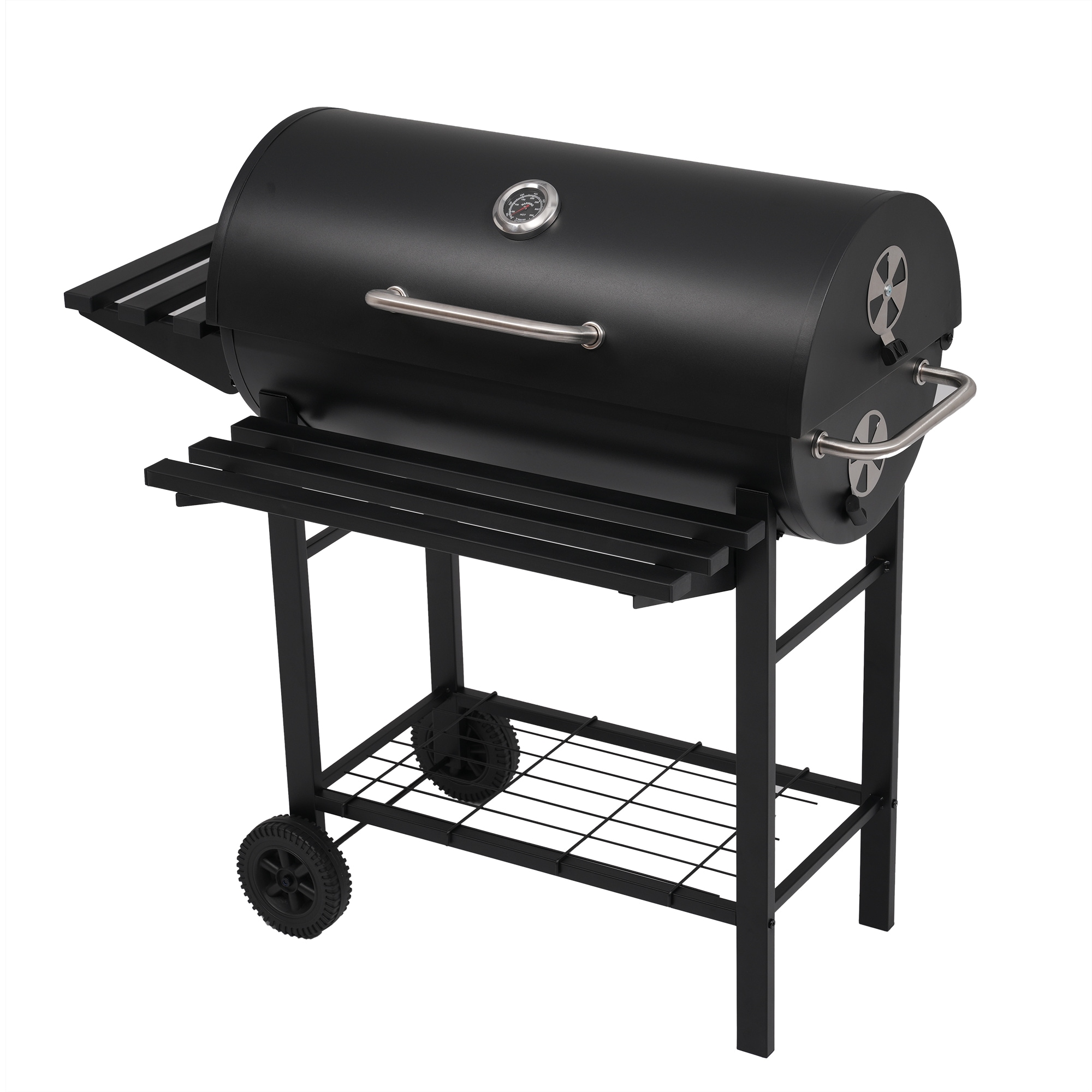 【国内へ発送&送·料·無·料】113【レインカバー付き】バーベキューコンロ 焼き網 温度計 多用棚板 8-12人用 燻製 温度計で検温可能 BBQコンロ バレル式 バーベキュースタンド BBQスタンド