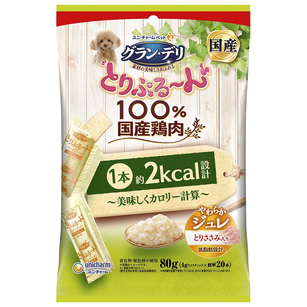（まとめ買い）グラン/デリ とりぷるん美味しくカロリー計算 やわらかジュレ とりささみ 80g 犬用おやつ [x10]