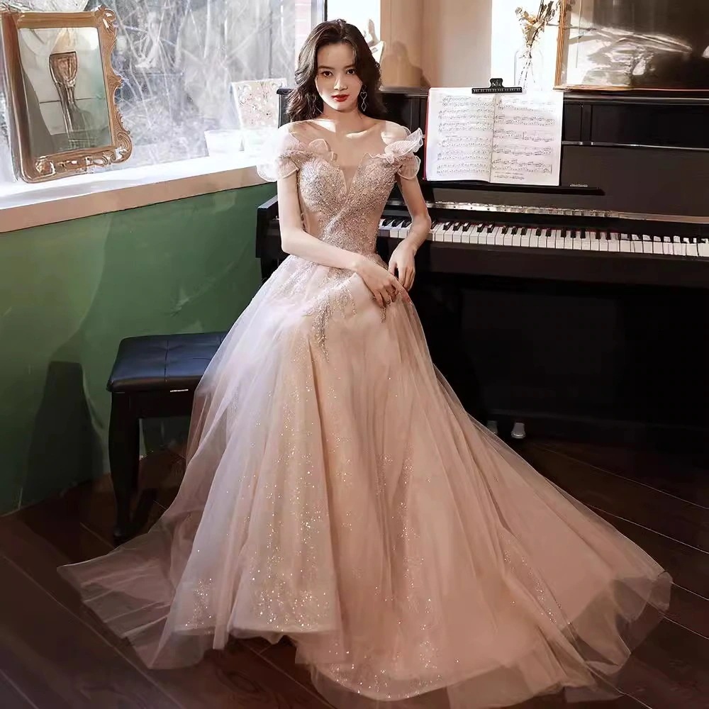 2024 秋 パーティードレス 韓国ファッション ドレス ワンピース イブニングドレスのスカートの女性 花嫁介添人ドレス ロングワンピース 同窓会 発表会 二次会