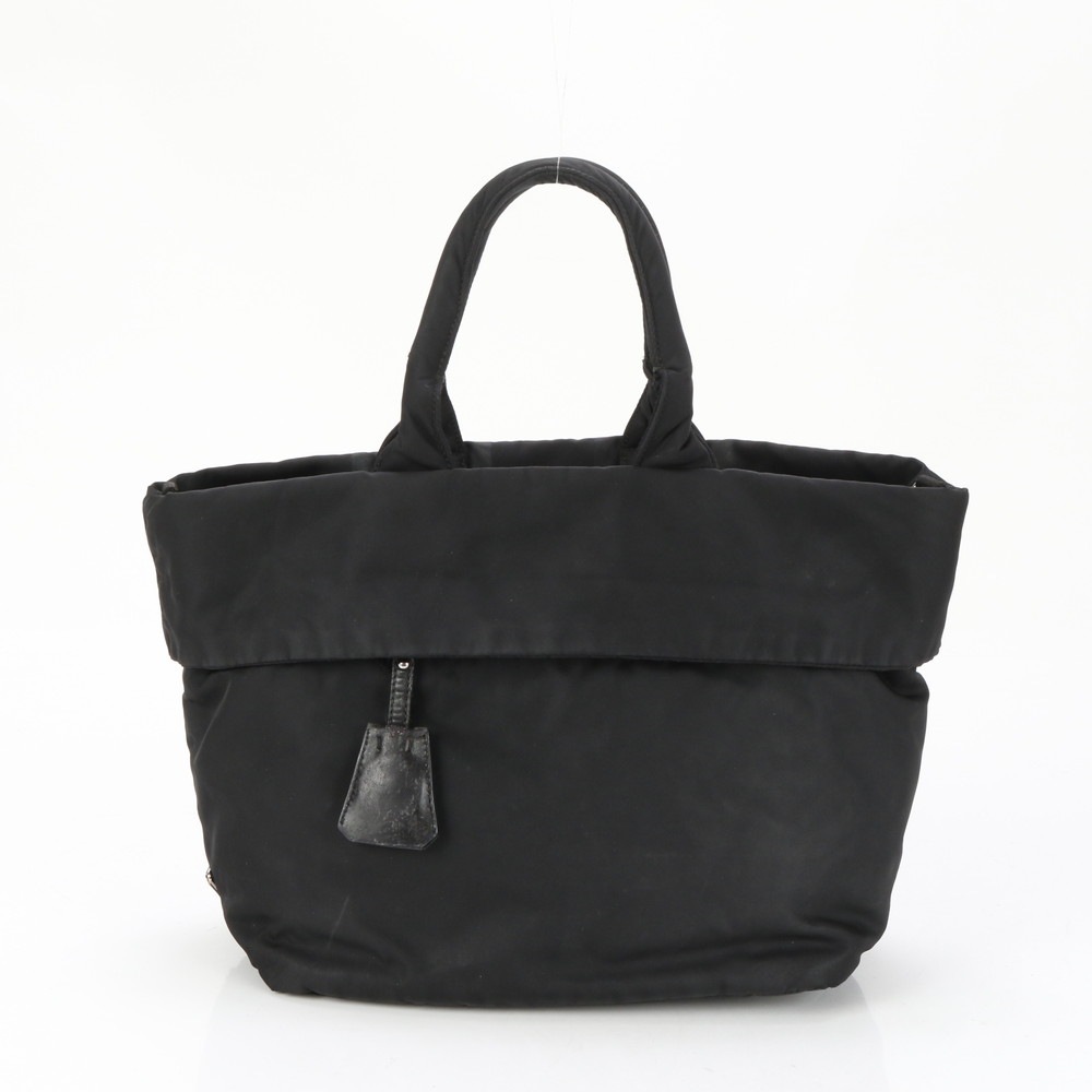 美品 テスート ナイロン 三角ロゴ トート バッグ 肩掛け ショルダー ハンド ブラック 黒 A4 レディース EUE BF7-7 中古
