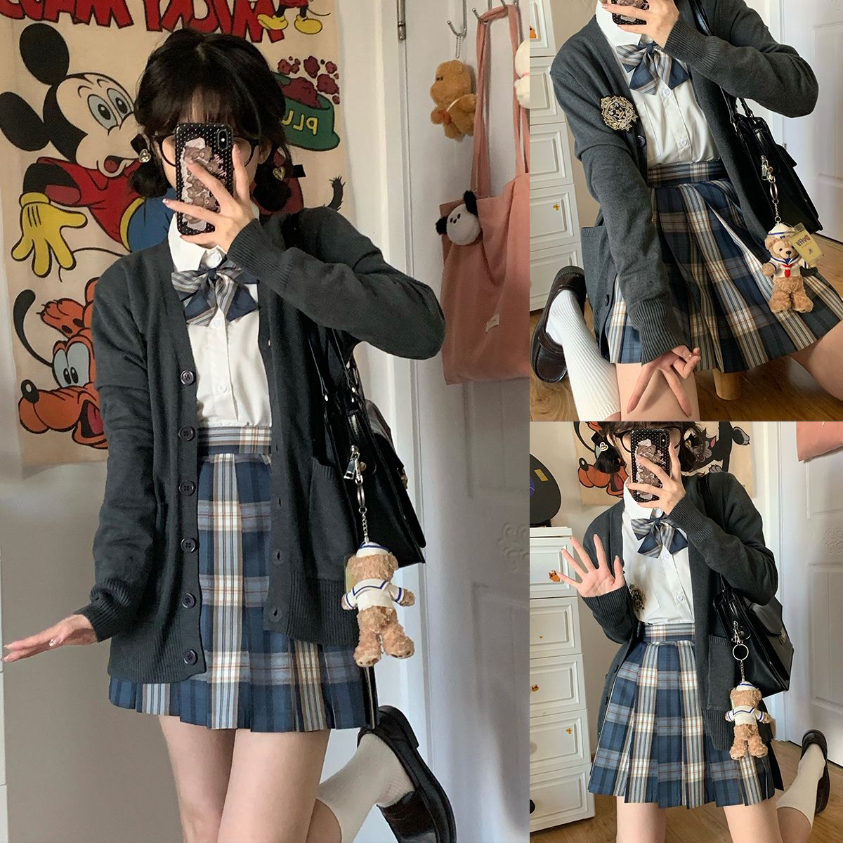 上下セット 韓国制服スーツ 春秋JK制服スリーピースカーディガンスーツスーツ冬学用品女性長袖シャツ セット学生服 制服 JK制服 最安値保証 品質良い