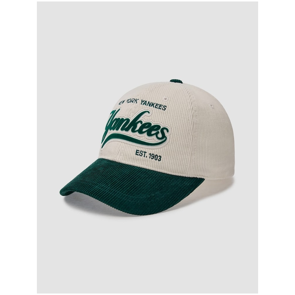 MLB バーシティコーデュロイレタリングカラーボールキャップ NY (D.Green) QHHC3ACPVC146-50GND