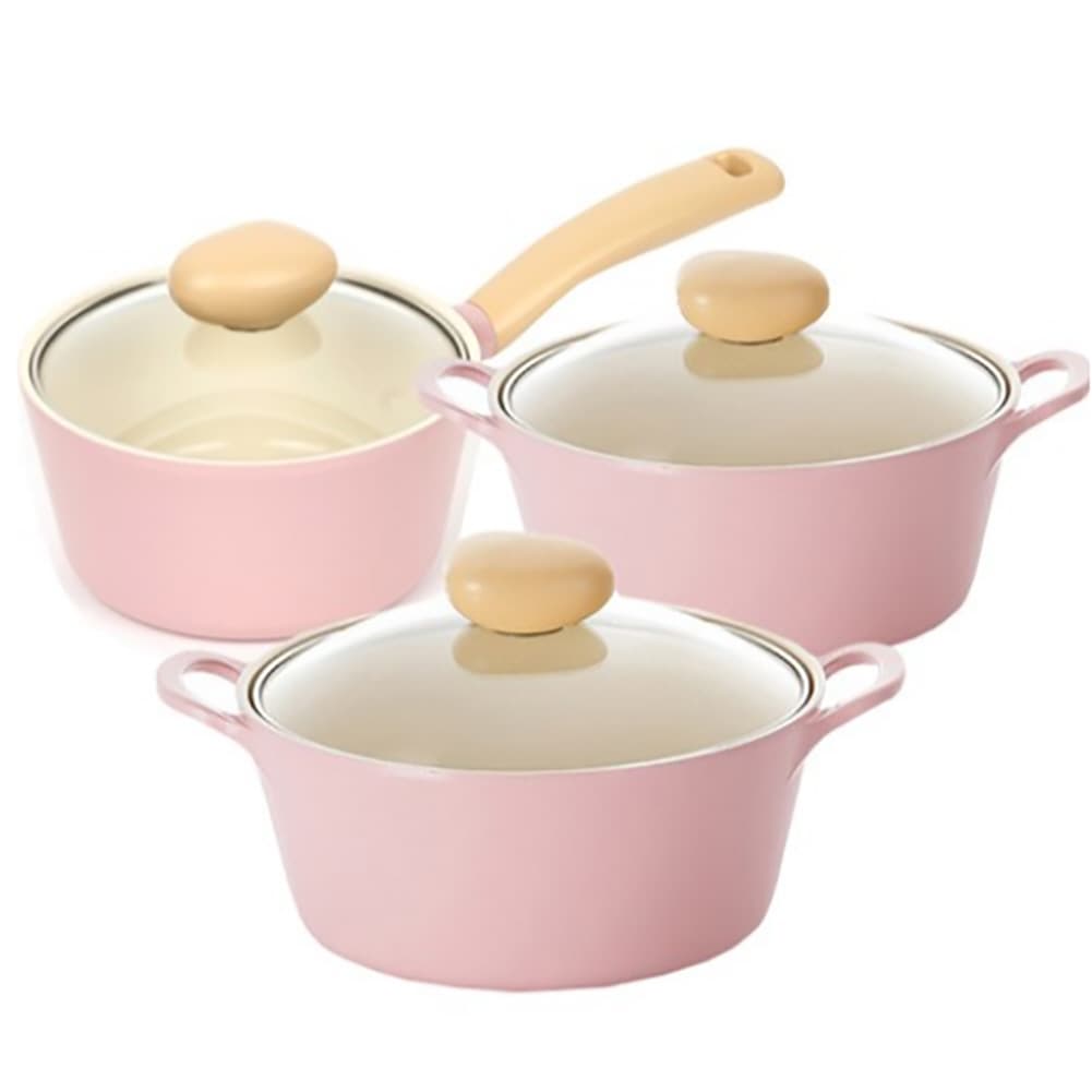 ネオフラム ピンク IH IH鍋 ふた付き 調理器具 3Pセット[並行収入] 13,320円