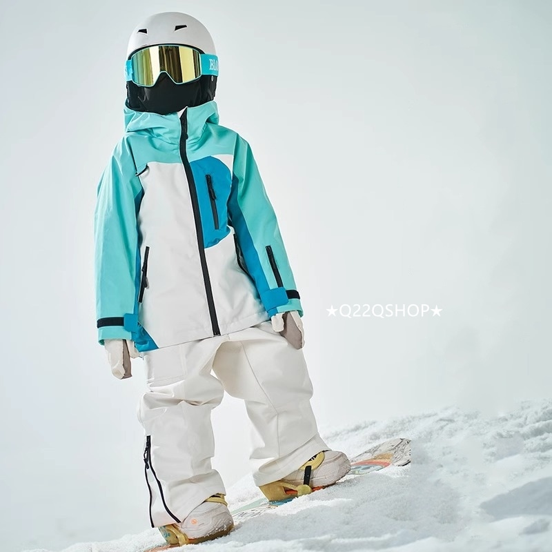スノボウェア 2025 上下セット キッズ 子供 ベビー服 ジャケット アウター ブルー オーバーオール つなぎパンツ ズボン スノーボードウェア スキーウェア 防寒着韓国風 女の子 男の子 こども