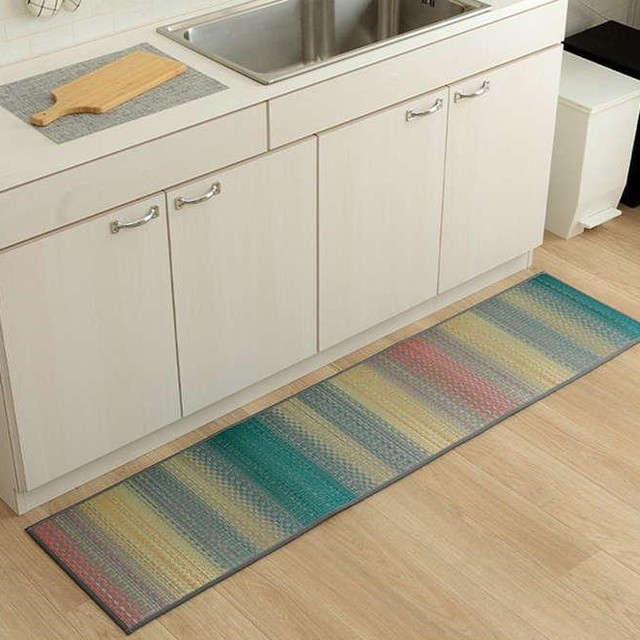 キッチンマット 180x43cm おしゃれ ナチュラル グラデーション 日本製 国産い草 キッチン 夏用 滑り止め付き