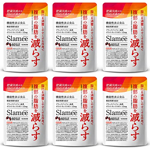 【6袋セット】Slamee スラミー お腹の脂肪 皮下脂肪を減らす ダイエット サポート ブラックジンジャー サプリ 機能性表示食品