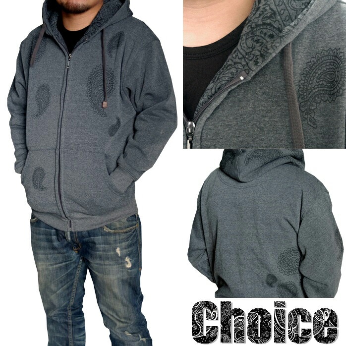 メンズ バンダナ柄 ペイズリー Paisley La直輸入choice パーカー スタ ヒップホップ Hiphop ファッション ストリート ブランド インポート La ジップパーカー チャコール パーカー トレーナー 本店は Www Quartzhotel Mx
