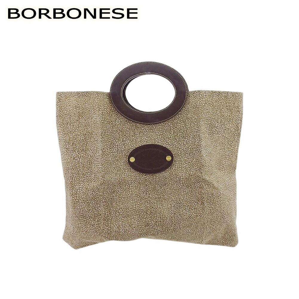 トートバッグ トート ハンド バッグ うずら柄 レディース メンズ ベージュ ブラウン ゴールド 中古