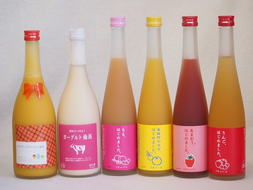 果物梅酒6本セット(あまおう梅酒 ミルクたっぷりマンゴーの梅酒 もも梅酒 ヨーグルト梅酒(福岡) り