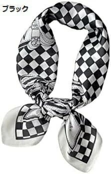 【20%OFFクーポン～】スカーフ ネッカチーフ 風 正方形 70*70cm チェック柄 白黒 おしゃれ カジュアル リボンスカーフ ヘアバンド 髪飾り バッグ用 小物 春秋 ギフト 紫外線対策 レデ