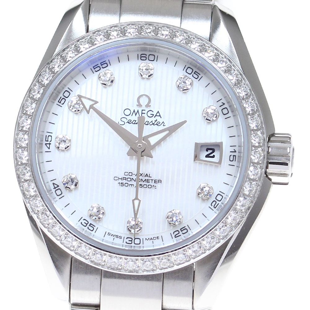 オメガ OMEGA 231.15.30.20.55.001 シーマスター アクアテラ 11Pダイヤ ダイヤベゼル 自動巻き レディース 箱・保証書付き_845147【中古】