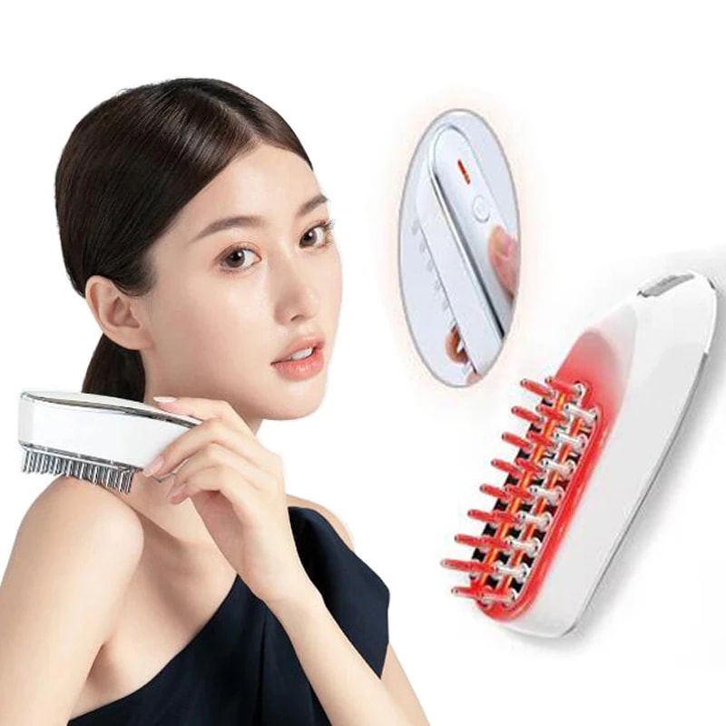 【爆発品】電気ブラシ育毛 多機能経絡マッサージブラシ LEDレッドライト 振動マッサージブラシ 美顔器スカルプケア電動頭皮ブラ 育毛RF温熱EMS 赤外線頭皮マッサージ器