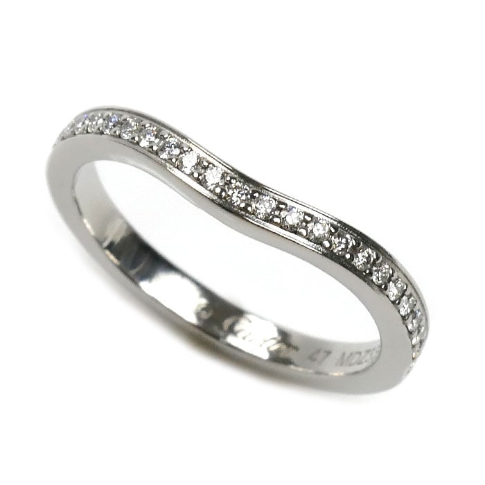 CARTIER カルティエ Pt950プラチナ バレリーナ カーブ ハーフエタニティ ダイヤ リング・指輪 B4093047 ダイヤモンド 7号 47 2.9g レディース 中古 美品