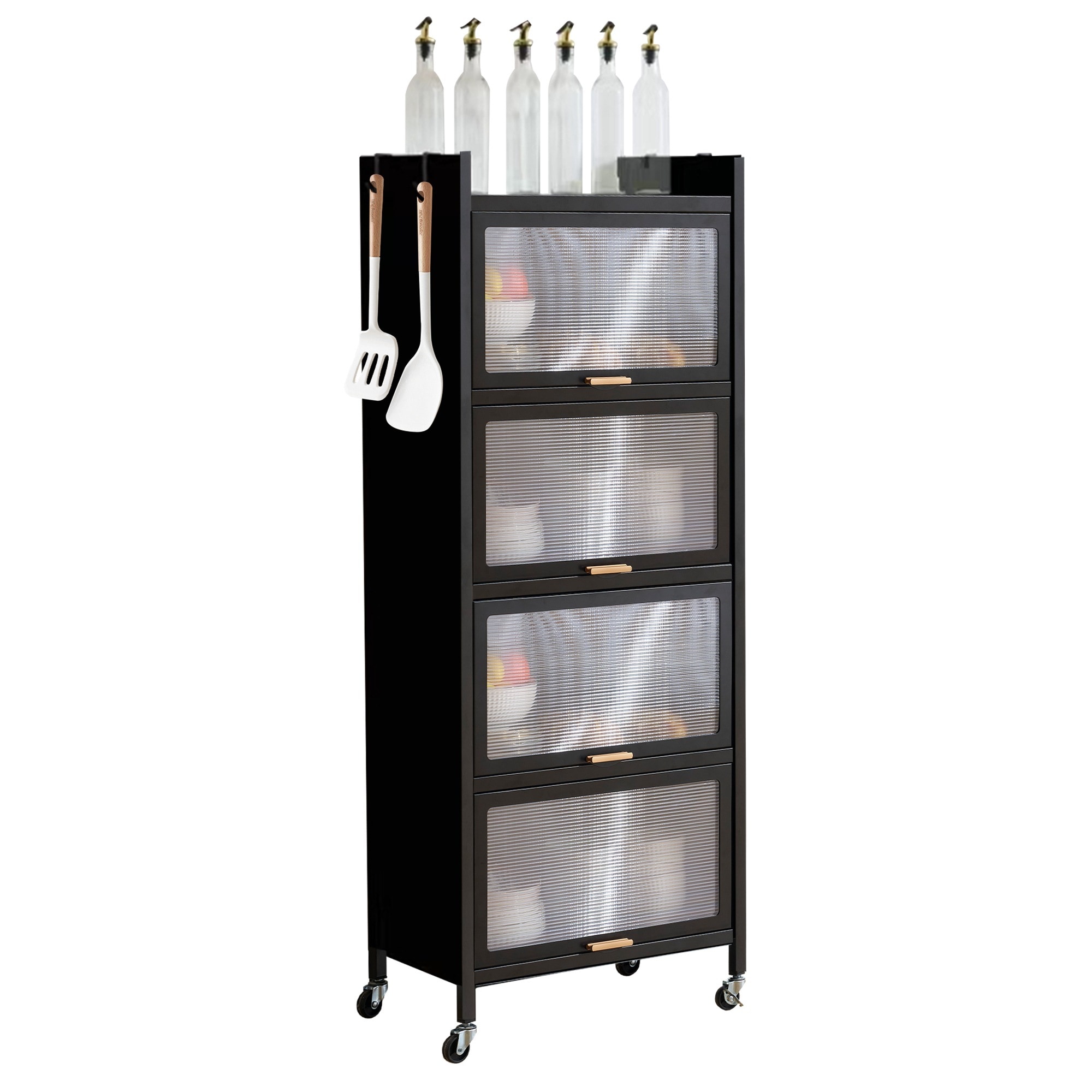 【現地発送.送.料.無.料！】食器棚 キッチン収納 オープンラック キッチンラック 5段 本棚 収納棚 大容量 透明扉付 防塵 作業台 キッチン 多機能収納ラック リビングルーム 寢室 ホームオフィス