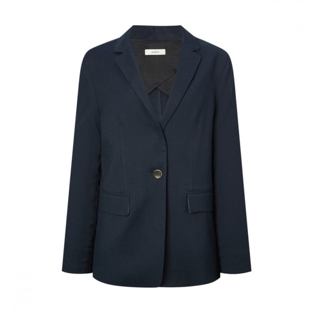 [ヘッジズレディース] 24SS ネイビーソリッドカラーリネンブレンドジャケット WSJA4B202N2