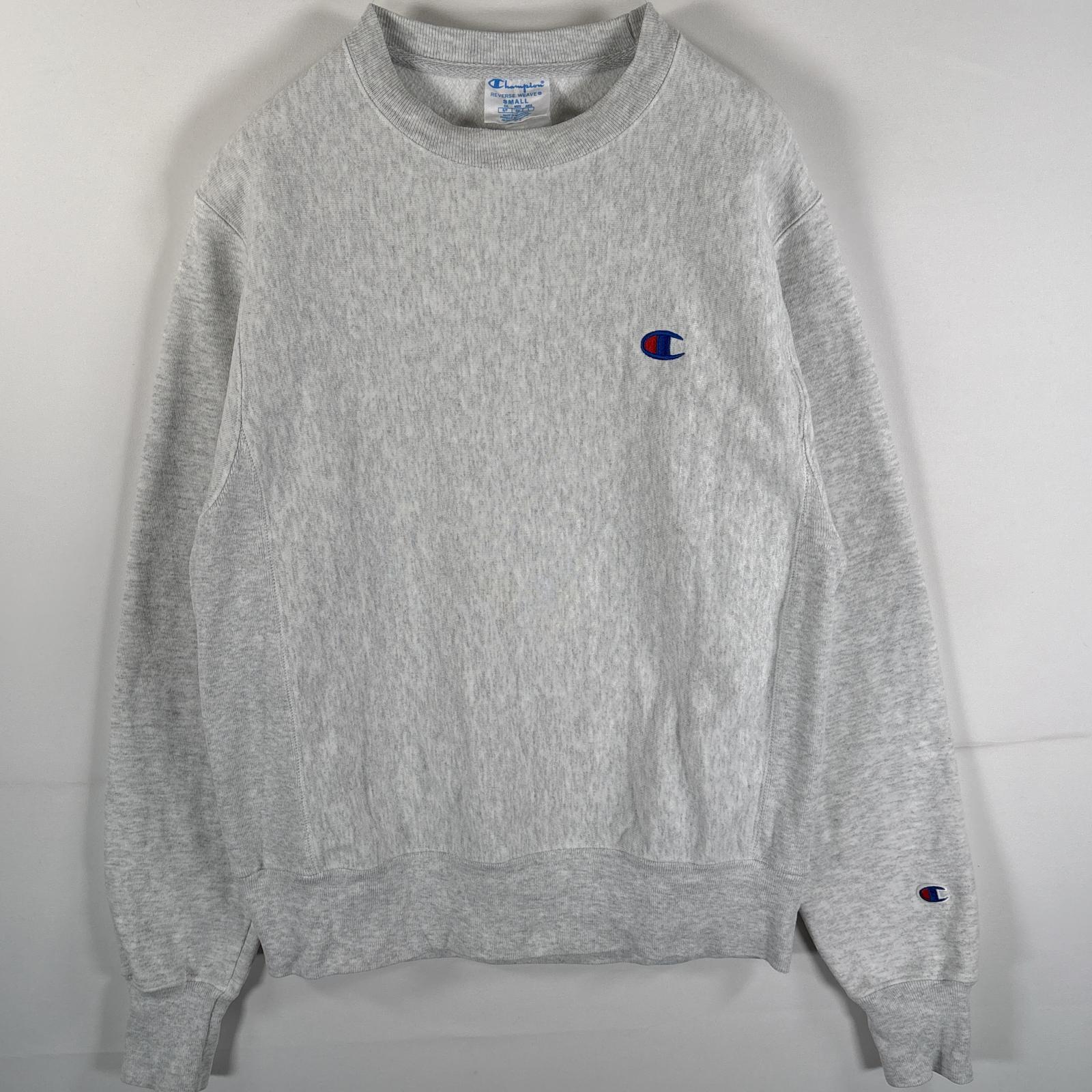 古着 スウェット リバースウィーブ トレーナー 復刻 クルーネック ワンポイントロゴ刺繍 SMALL グレー メンズ