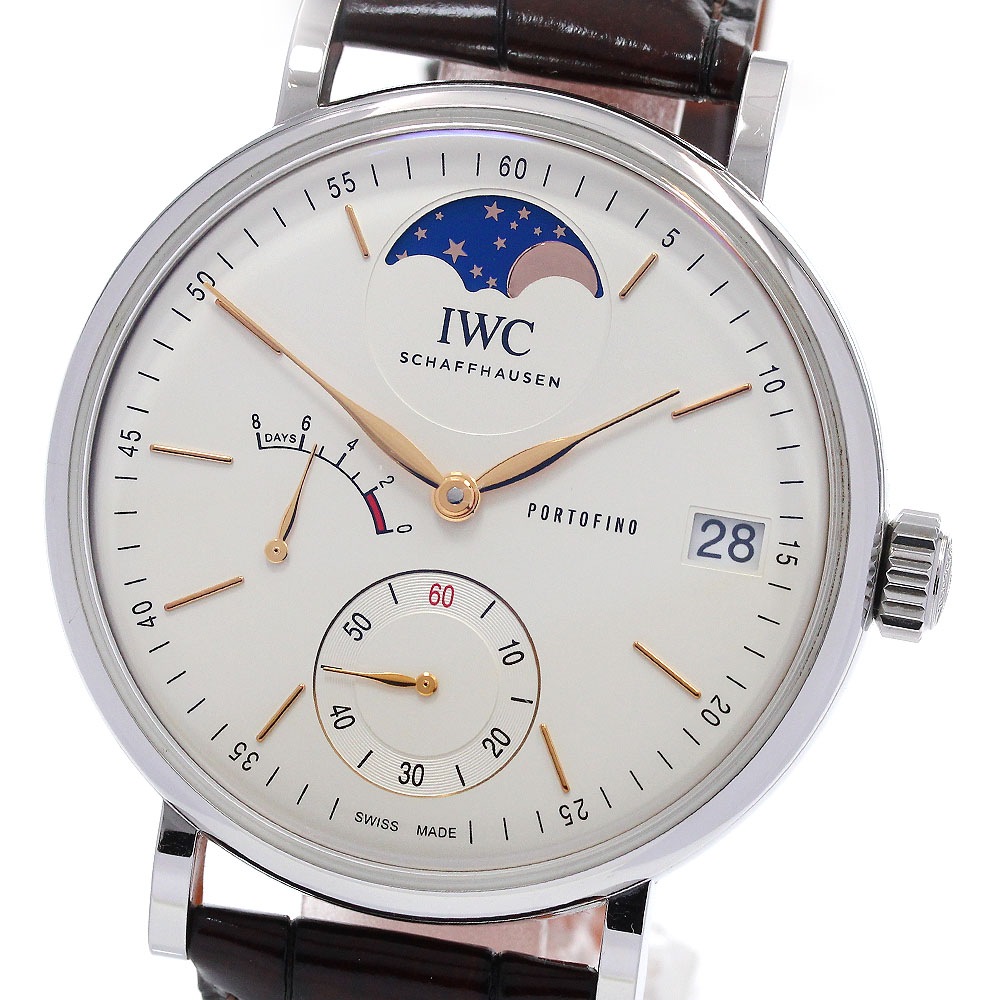 IWC IWC SCHAFFHAUSEN IW516401 ポートフィノ ムーンフェイズ 手巻き メンズ 箱・保証書付き_848732【中古】