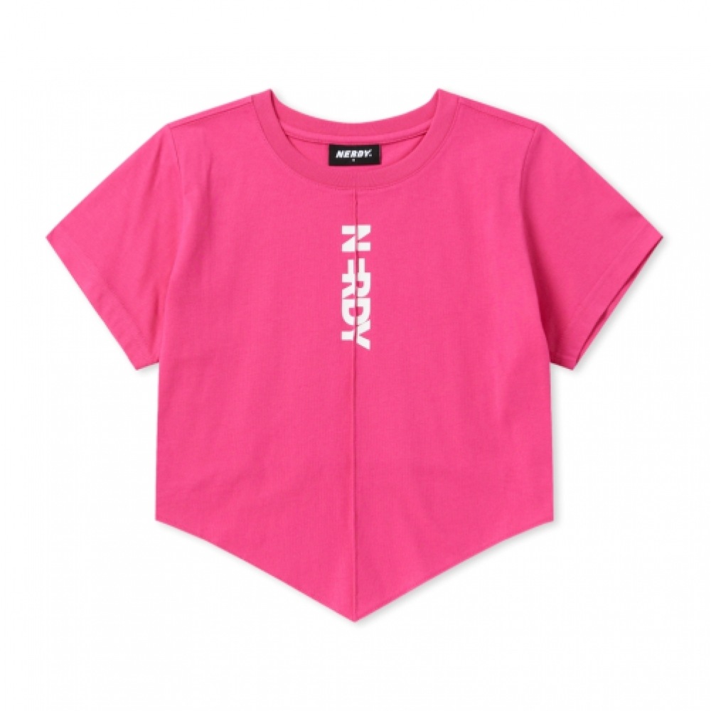 NERDY 女性用スカーフポイントクロップ半袖 T シャツホットピンク