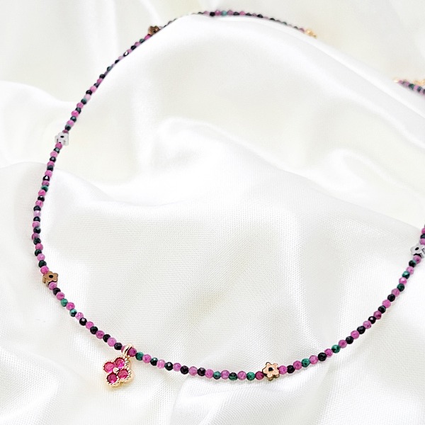 ルビーアンドマラカイト原石ネックレス