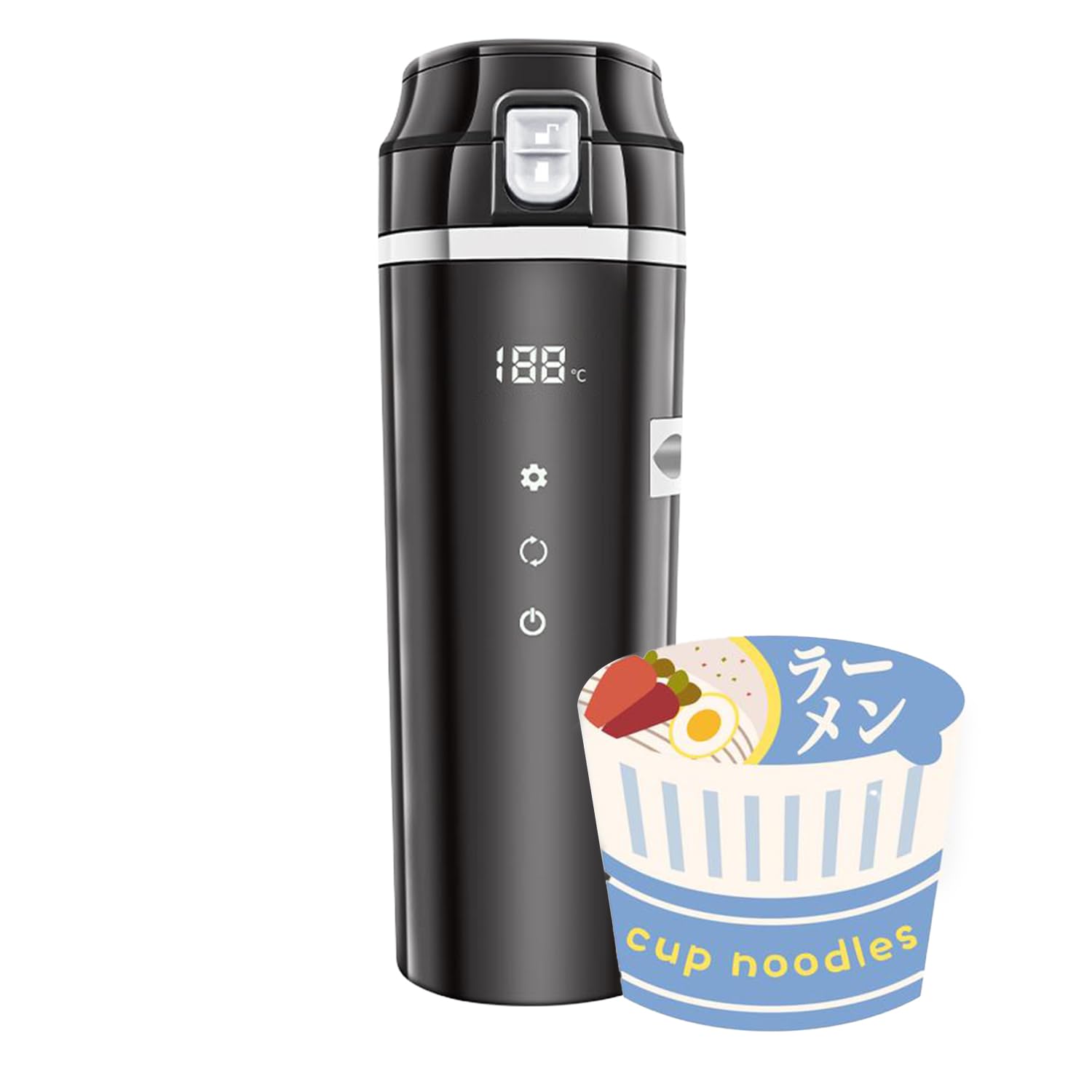 「500ml大容量&DC12V/24V」 MACOLAUDER 車載電気ケトル 自動車 トラック 沸騰恒温お茶粉ミルク 車用湯沸し器 車載用電気ポット 304ステンレス鋼 真空断熱 漏れない ミニ