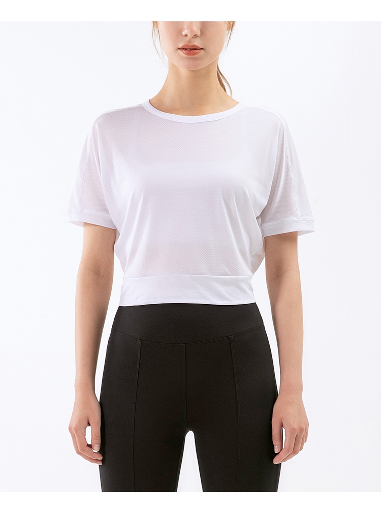 ルーズヨガウェア 女性 バックスピード ドライ 半袖 通気性 フィットネス スポーツ ショート ファッショントップス 夏 トップス Tシャツ ブラ 白シャツ ショート丈 半袖 ラウンドネック 5,378円