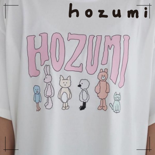 hozumi 半袖Tシャツ pink suspect t shirt (white / black) 韓国雑貨 可愛い インテリア