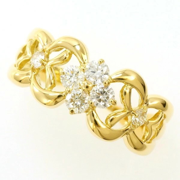 K18 18金 YG リング 13号 ダイヤ 0.50 カード鑑別書 【中古】