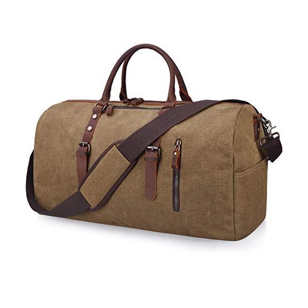 Travel Duffel Bag Large Canvas Duffle Bag for Men Women Leather Weekender Overnight Bag Carryon Week