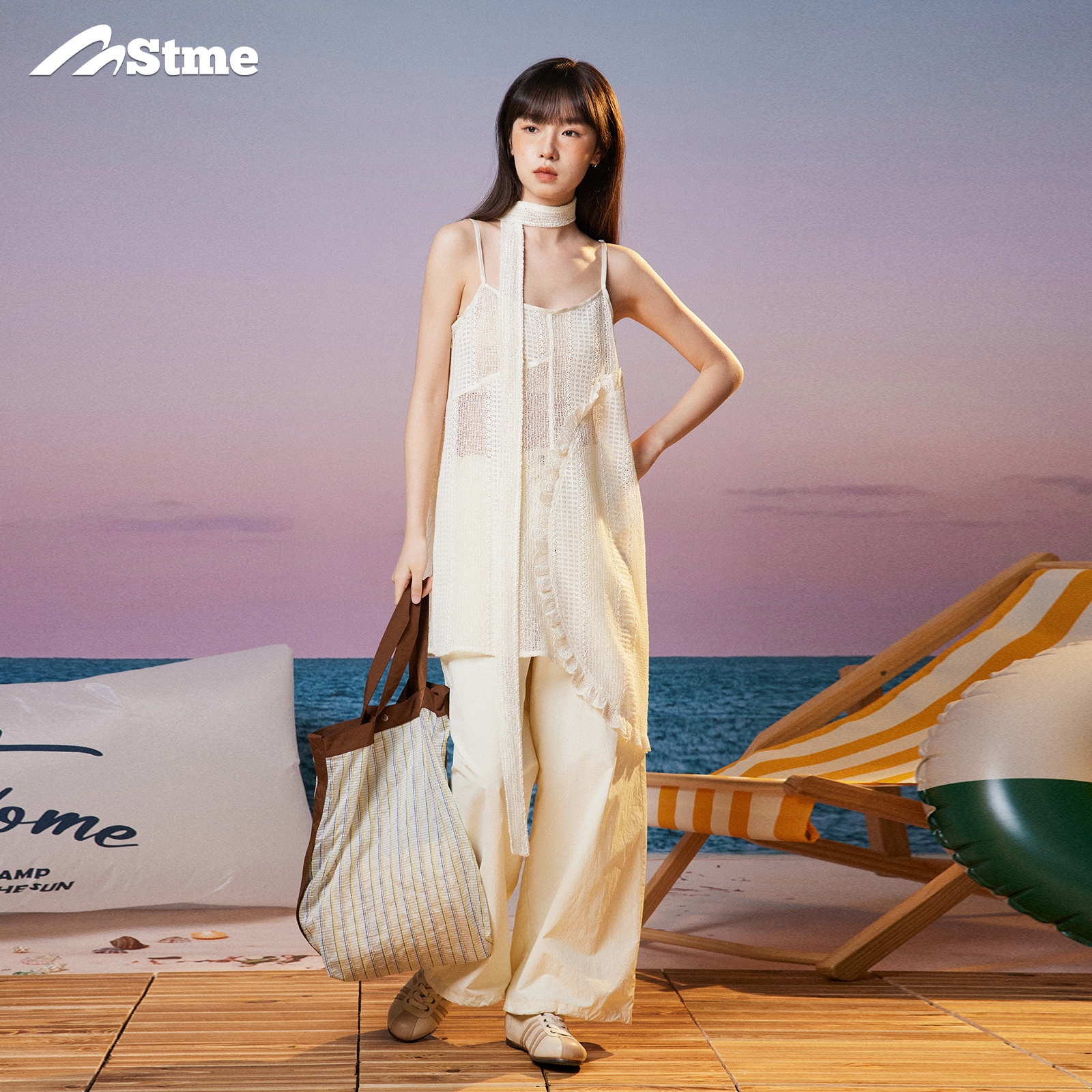 早乙女恵子 和風レース継ぎサスペンダースカート インナードレスと重ねたサスペンダースカート