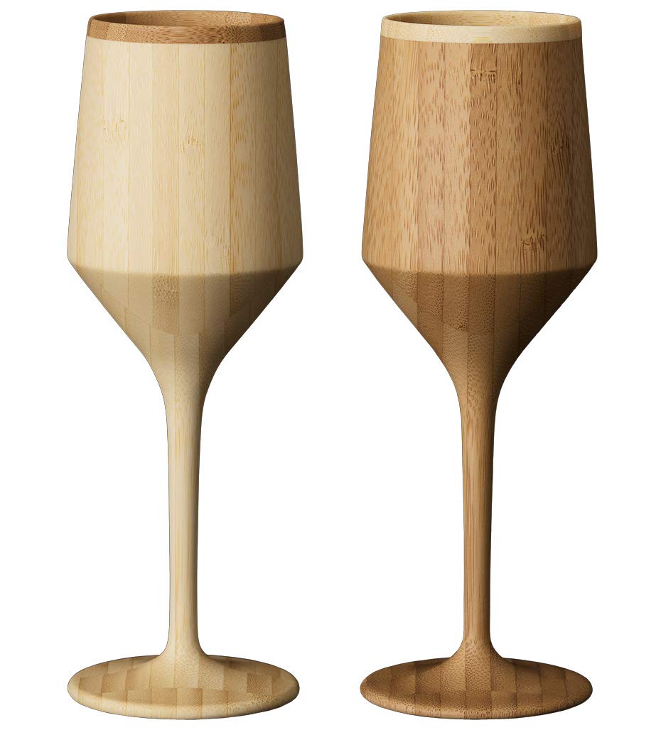 RIVERET リヴェレット ベッセル カクテルグラス シェリー 180ml ペア セット 竹製 食洗機対応 ホワイト/ブラウン RV-112WB