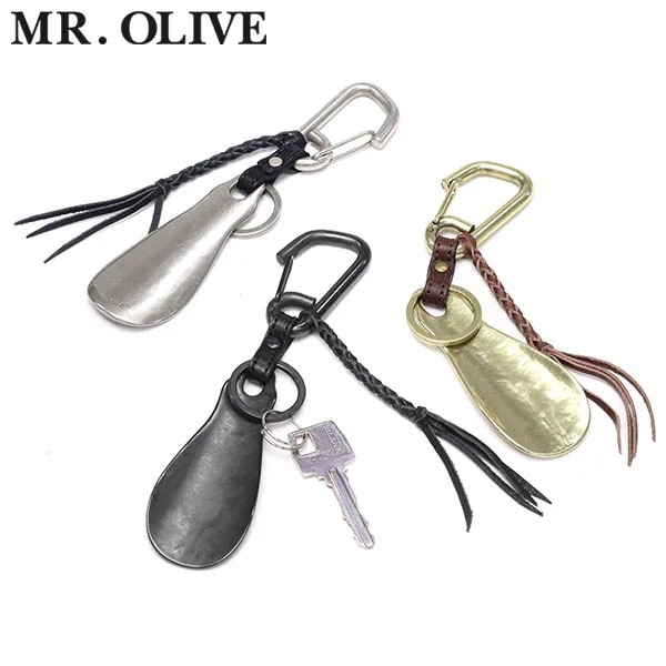 シューホーン 携帯用 靴べら 真鍮 キーリング カラビナ ブランド おしゃれ 日本製 POLISHED STEER LEATHER BRASS SHOE HORN KEY RING ME361