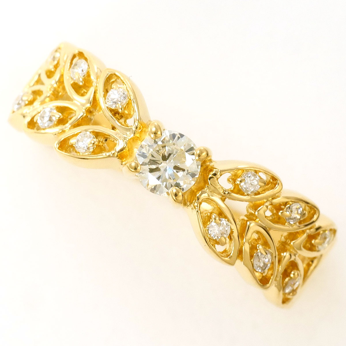 K18 18金 YG イエローゴールド リング・指輪 8号 ダイヤモンド 0.17ct 総重量約1.9g 中古