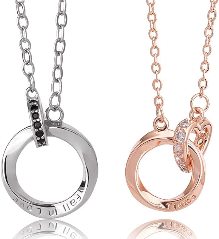 ペアネックレス カップル プレゼント ステンレス ジュエリー メンズ レディース BR-J066 MSB＆LPW_ハート( MSB＆LPW_ハート)