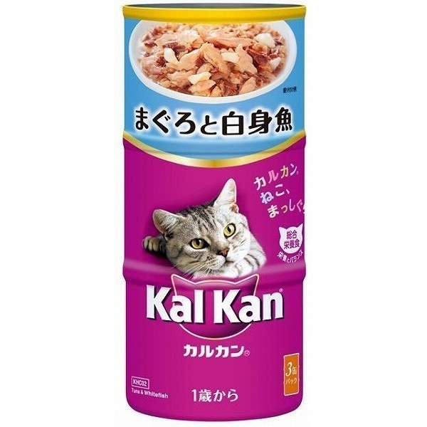 （まとめ買い）ハンディ缶 KHC02 1歳から まぐろと白身魚 160gx3缶 猫用缶詰 キャットフード [x9]