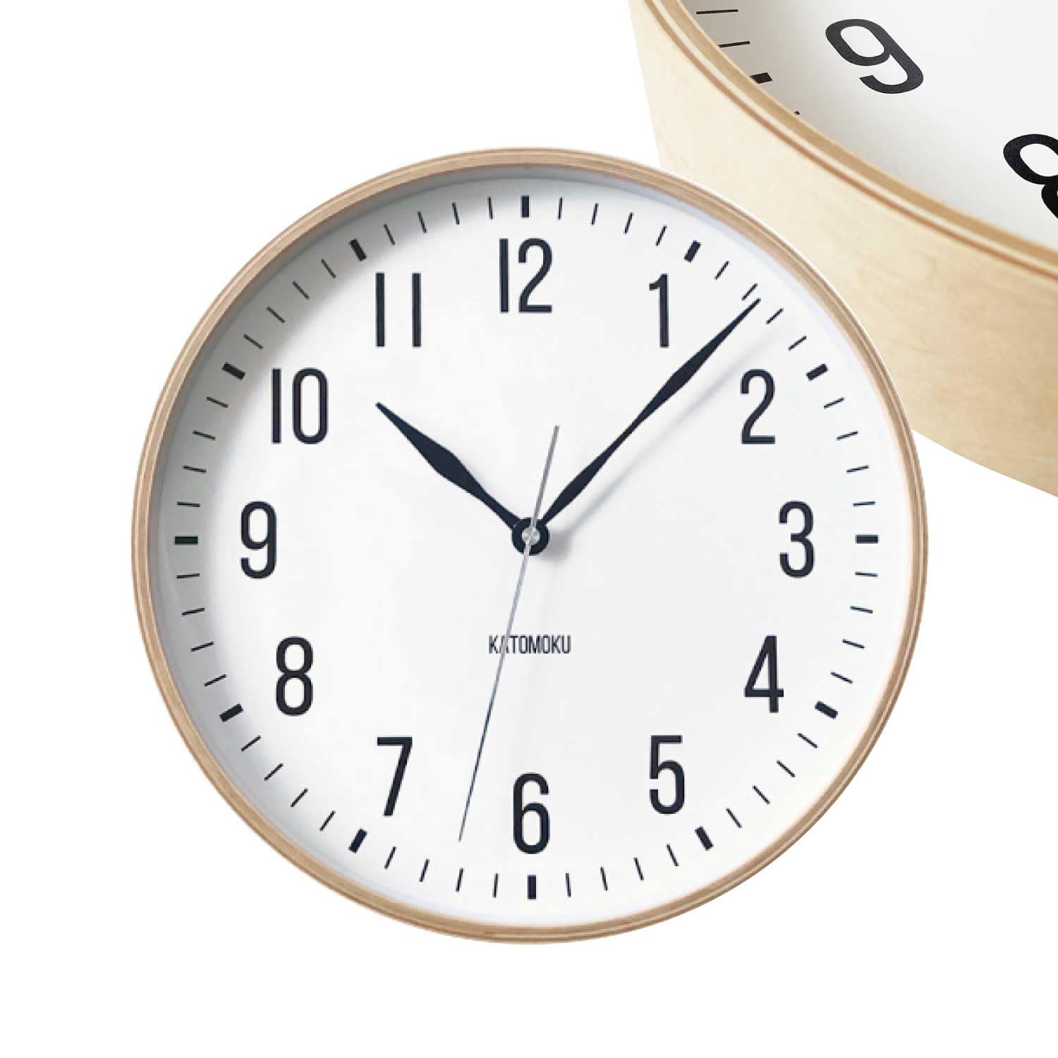 KATOMOKU plywood clock 19 ナチュラル km-111NA 掛け時計 連続秒針 直径30.4cm (クオーツ時計)