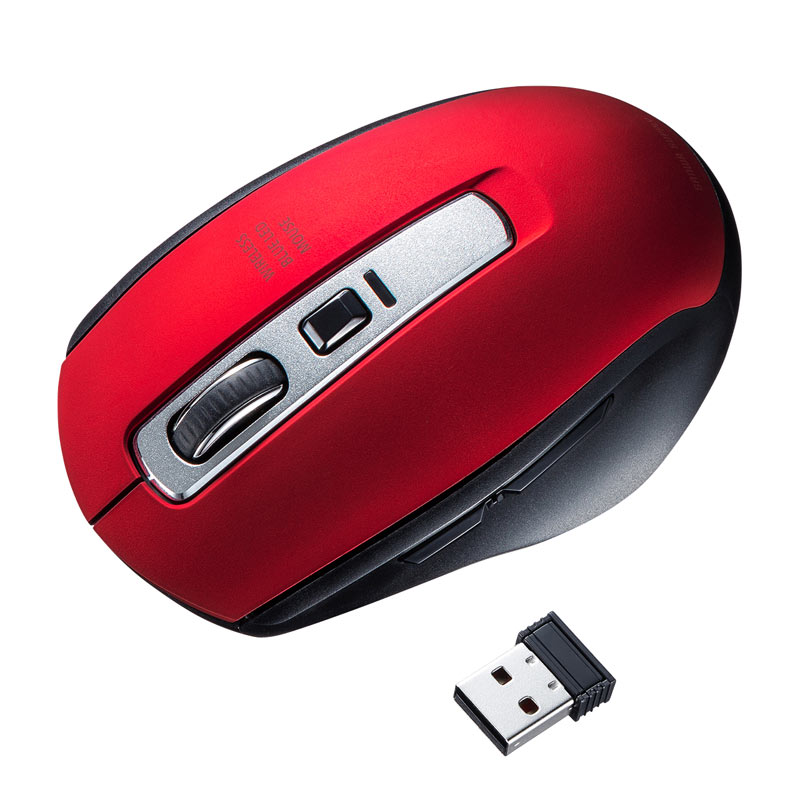（まとめ買い）静音ワイヤレスブルーLEDマウス レッド MA-WBL161R [x3]