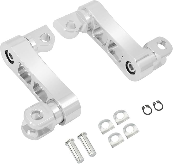 社外 ハーレー ダビッドソン ステップ エクステンション フットペグ ブラケット ハイウェイペグ カスタム 左右(シルバー)