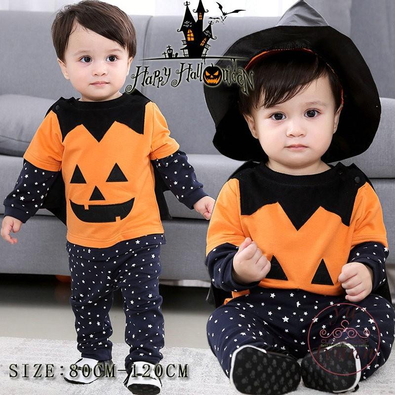 キッズ ベビー ハロウィン プリンセス 衣装 セットアップ ４点セット カボチャ コスプレ 可愛い 女の子 男の子 マント 長袖 コスチューム 子供服