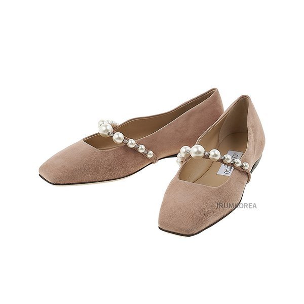 【Jimmy Choo】 Jimmy Choo/Women/Suede/Flat Shoes/ADE/FLAT/SZR/BALLET/PINK/WHITE (贈呈品なくなり次第予告なしで贈呈終了)
