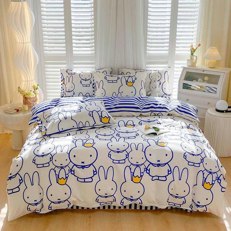 ミッフィーウサギ漫画純綿四点セット小清新棉布団カバーins少女学生シーツ三点セット