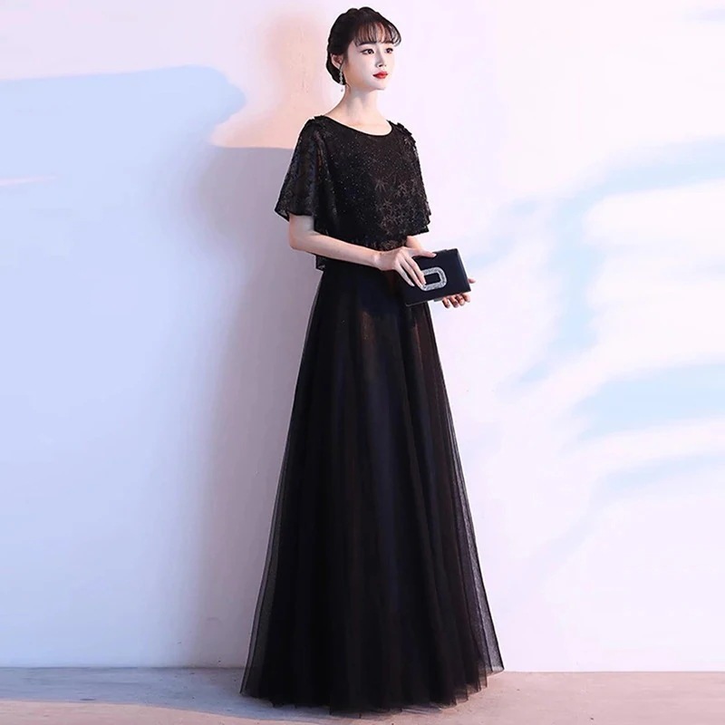 黒のロングイブニングドレススカート大きいサイズ ンピース ロング 入学式 宴会 結婚式 ドレス パーティードレス お呼ばれ 披露宴