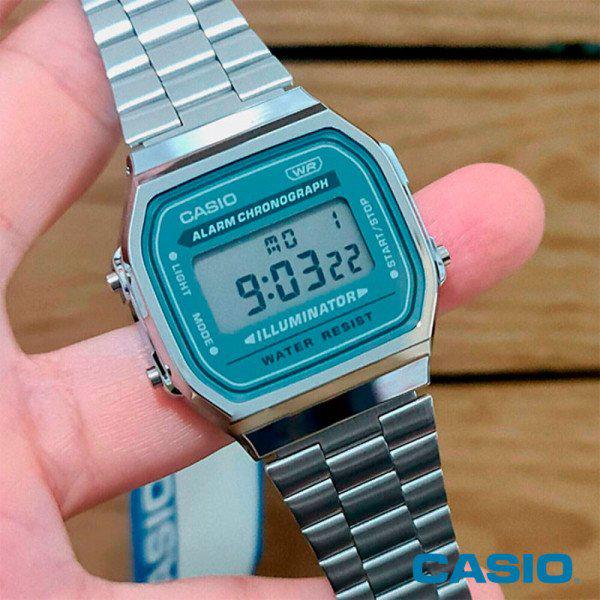 国内発送 時計 A168WA-3A デジタル スクエア ビンテージスタイル 男女兼用 メタル時計