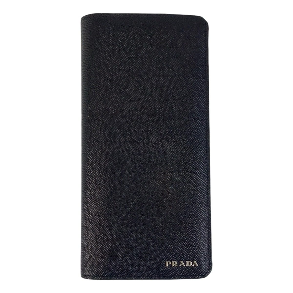 美品 サフィアーノ ブラック 黒 シルバー金具 レザー 長財布 ロングウォレット メンズ 410692