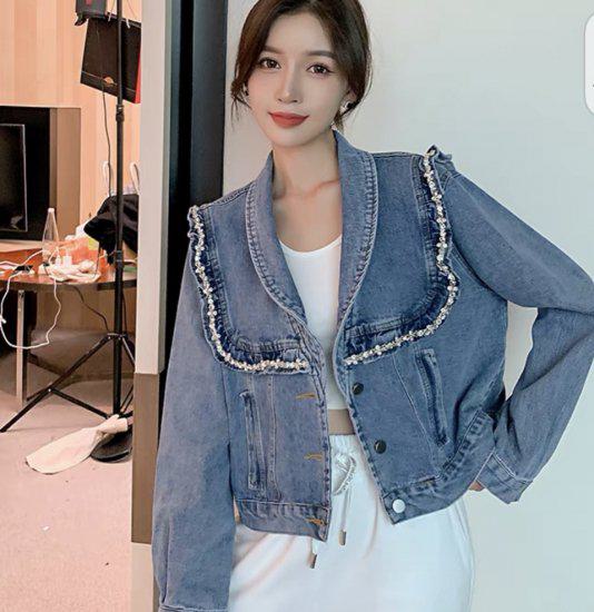 ジャケット レディース デニム デニムジャケット フリル カジュアル 大人可愛い 羽織 アウター ライトアウター ショート丈 Gジャン オフィス スプリング 春 秋新作 きれいめ おしゃれ 可愛い お